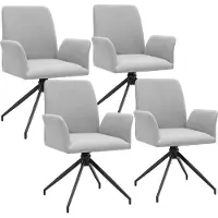 TecTake Draaistoel Daya - Set van 4 Draaifauteuils met Armleuning - 360° Draaibare Eetkamerstoel - Draaibare Fauteuils - Gestoffeerd - Draagkracht 150kg - Lightgrijs