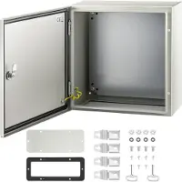 Vevor schakelkast NEMA industriële behuizing 40x40x20cm NEMA 4X stalen verdeelkast IP66 waterdicht en stofdicht elektrische aansluitdoos voor buiten/binnen met montageplaat