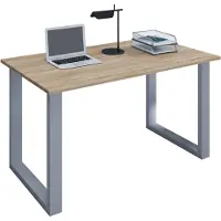VCM Lona Bureau 140x50 cm U-frame Sonoma eiken decor/zilverkleurig.