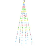 vidaXL Vlaggenmast kerstboom 108 LED's meerkleurig 180 cm