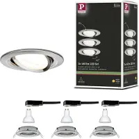 Paulmann Nova - LED-inbouwlamp - 3x6,5W 460lm 2700K zwenkbaar rond 84mm staal geborsteld (3 stuks)