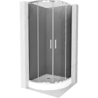 Mexen Rio halfronde douchecabine 70 x 70 , grafiet, chroom + Rio douchebak, wit - 863-070-070-01-40-4710