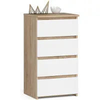 Akord Kommode CL4 met 4 Lades / Furniture Factory / Sonoma Eik - Wit / 40x74x35 cm