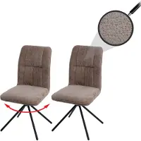 Mendler Set van 2 eetkamerstoelen -N99, keukenstoel, draaibaar met automatische terugkeer, stof/textiel chenille (340 g/m²) Öko-Tex ~ lichtbruin