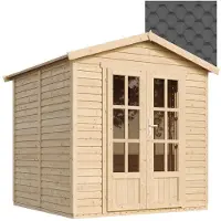 Timbela M351FB+H351FBBLACK - Tuinkantoor - 4,08 m² - 222x233xH233 cm - met vloer en zwarte dakshingles