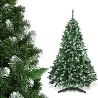 Kadax Kerstboom, kunstkerstboom van pvc-kunststof, dennenboom met standaard, kunstboom met sneeuwuiteinden, boom met 47 takken en 12 boomkronen (ochtend mos 180 cm)