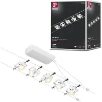 Paulmann Wire Mac II kabelsysteem, 5-lamps, 5 m wit, wit / opaal, Hal, metaal, Modern, Kabelverlichting