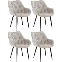 CLP Set van 4 stoelen, model Tanna, fluweel, gestoffeerd, grijs