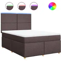 vidaXL Boxspring met matras stof donkerbruin 140x190 cm