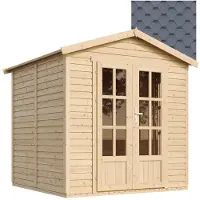 Timbela M351FB+H351FBGREY - Tuinkantoor - 4,08 m² - 222x233xH233 cm - met vloer en grijze dakpanelen