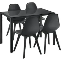 En.casa [] Eetset voor 4 personen, zwart. Bestaat uit een eettafel en 4 stoelen. Geschikt voor een keuken of eetkamer