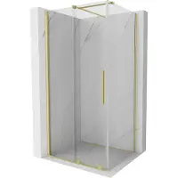 Mexen Velar douchecabine schuifdeur 100 x 90 , transparant, geborsteld goud - 871-100-090-01-55