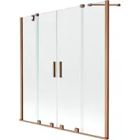 Mexen Velar Duo badwand scherm 2-delig schuifbaar 140 x 150 , transparant, geborsteld koper - 896-140-000-02-65