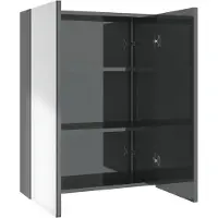 vidaXL Badkamerkast met spiegel 60x15x75 cm MDF glanzend grijs
