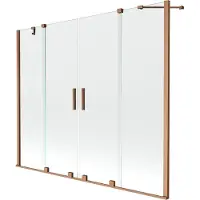 Mexen Velar Duo badwand scherm 2-delig schuifbaar 170 x 150 , transparant, geborsteld koper - 896-170-000-02-65