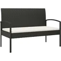 vidaXL Tuinbank met kussen 105 cm poly rattan zwart