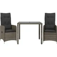 vidaXL 3-delige tuin-bistroset met kussens, grijs, polyrotan