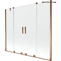 Mexen Velar Duo badwand scherm 2-delig uitschuifbaar 180 x 150 , transparant, roze goud - 896-180-000-02-60