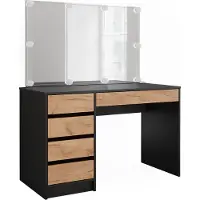 Vicco Sherry Kaptafel – 120 x 75 cm met spiegel & LED-verlichting Antraciet/gouden eik