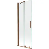 Mexen Velar badscherm 2-delige schuif 75 x 150 , transparant, geborsteld koper - 896-075-000-01-65