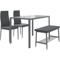 Vicco Eettafel set Grand Grijs 120 x 70 cm 4-delige set, Model 51845