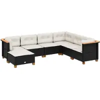 vidaXL 7-delige Loungeset met kussens poly rattan zwart