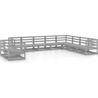 vidaXL 10-delige loungeset voor de tuin, grijs, grenenhout, massief