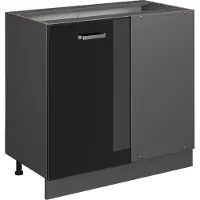 Vicco Hoekkast R-Line Zwart hoogglans 86 cm zonder werkblad, Model 41180