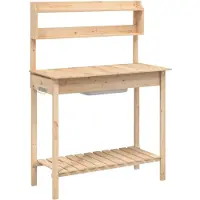 vidaXL Oppottafel met spoelbak 147,5x44x139,5 cm massief vurenhout