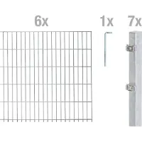 Alberts dubbele piketomheining als 17-delige complete omheiningsset, thermisch verzinkt, hoogte 143 cm, lengte 15 m