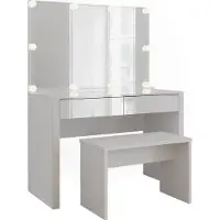 Vicco Annabelle Kaptafel – 110 cm met LED-verlichting en bank Wit hoogglans/wit