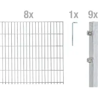 Alberts dubbele piketomheining als 22-delige complete omheiningsset, thermisch verzinkt, hoogte 183 cm, lengte 20 m