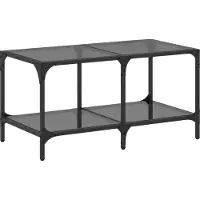 vidaXL Salontafel met glazen blad, zwart, 78,5 x 40 x 40 cm, staal