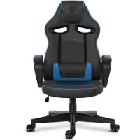 Sense7 Knight Ergonomische bureaustoel - Gamingstoel - lendenkussen - In hoogte verstelbaar - Eco-leer - Duurzaam en comfortabel - Maximale belasting 120 kg - tot 180 cm lang - Zwart en blauw