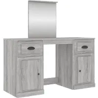 vidaXL Kaptafel met spiegel 130x50x132,5 cm grijs sonoma eikenkleurig