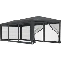 vidaXL Partytent met 8 mesh zijwanden 3x9 m HDPE antracietkleurig