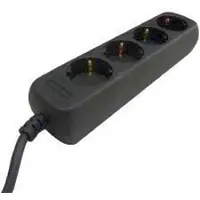 Merkloos Stekkerdoos | TCD 4V + RA 5 meter 3x1.5mm² zwart 4-voudig - 5 meter