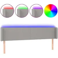vidaXL Hoofdbord LED 183x16x78/88 cm stof lichtgrijs
