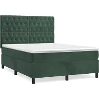vidaXL Boxspring met matras fluweel donkergroen 140x200 cm