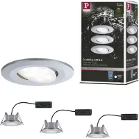 Paulmann Calla chroom aan/uit, draaibaar, 4.000 K, 9 cm, set van 3, chroom / zilver, Badkamer, Kunststof, Modern