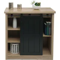 Mendler Ladekast -K75, legplank, schuifdeur 5 opbergvakken, houtlook industrieel metaal 84x80x40cm ~ natuurlijke kleur