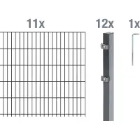 Alberts 650537 dubbelstaafmat hekwerk als 24-delige complete hekwerkset, antraciet, hoogte 80 cm, lengte 22 m