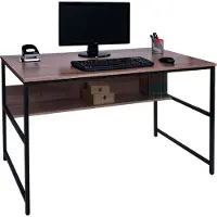 MCW Bureau -K80, bureau computer bureau werkblad, metaal MDF 120x60cm ~ grijsbruin