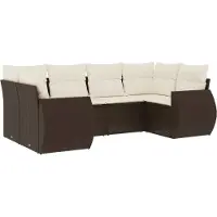 vidaXL 6-delige Loungeset met kussens poly rattan bruin