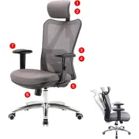 Mendler Kantoel HWC-J86, bureaustoel, ergonomisch, verstelbare lendensteun, belastbaar tot 150 kg, grijs, zonder voetsteun