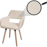 MCW Eetkamerstoel -A50 II, stoel keukenstoel gestoffeerde stoel, hout stof/textiel bouclé (450g/m²) MVG ~ beige
