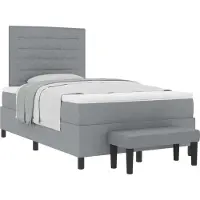 vidaXL Boxspring bed met hoofdeinde Lichtgrijs 120 x 190 cm Stof