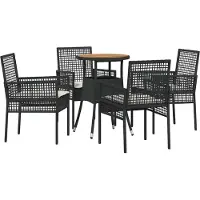 vidaXL Tuin Eettafel Set 5 st Zwart poly rattan
