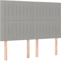 vidaXL Hoofdbord lichtgrijs 144x5x118/128 cm stof