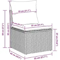vidaXL Tuinbank Set 7 st Zwart en Crème poly rattan